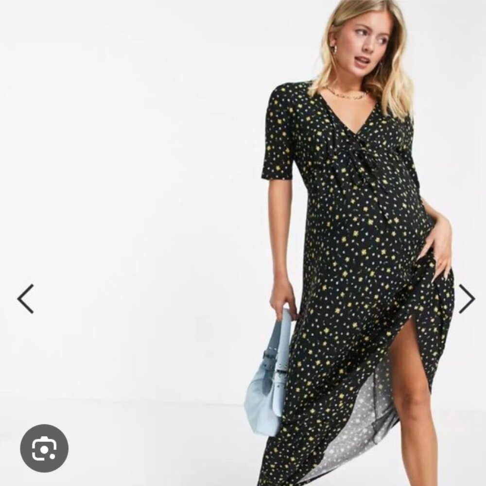 ASOS Design V Neck Floral Maternity Maxi Dress